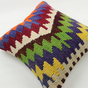 Funda de almohada Kilim, funda de almohada turca marroquí persa Boho Kilim, almohada Kilim natural, cojín Kilim, almohada decorativa, 16x16 pulgadas