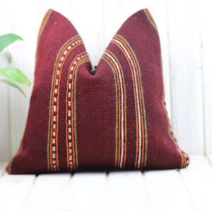 Funda de almohada Kilim, funda de almohada turca marroquí persa Boho Kilim, almohada Kilim natural, cojín Kilim, almohada decorativa, 16x16 pulgadas