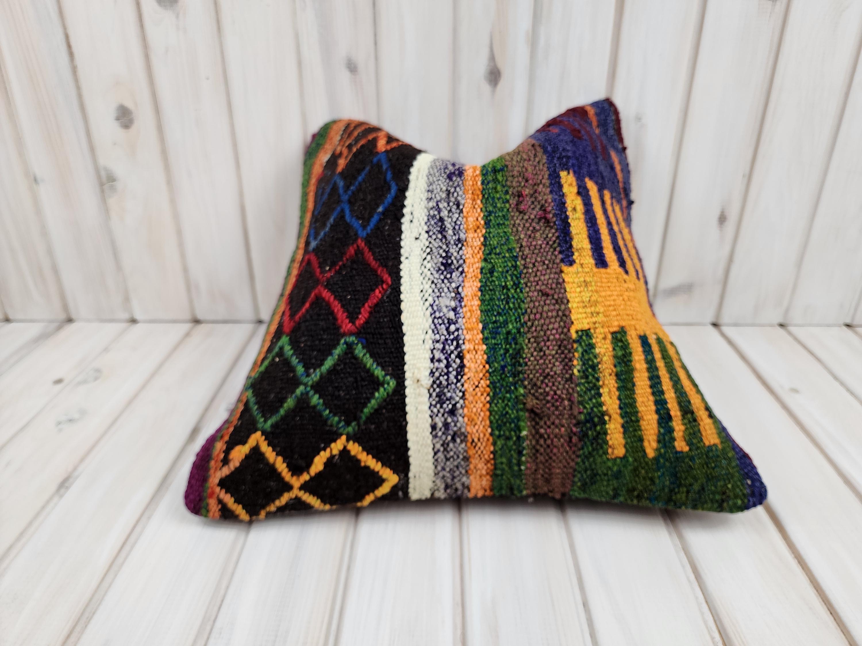 キリム　パッチワークキリム　クッションカバー　トルコ パッチワークキリム枕カバー：ヴィンテージトルコウール