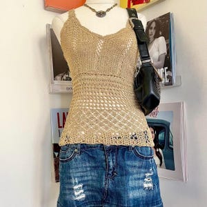 Vintage 2000s Y2K Crochet Knit Tank Top