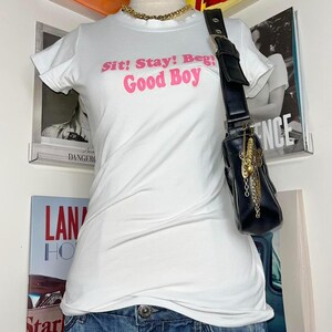 vintage 2000s y2k slogan tight tee