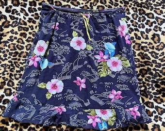 gonna corta vintage anni 2000 y2k viola a fiori