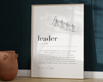 Presente de líder, definição personalizada de líder, presente de saída do chefe, presente de agradecimento para o chefe, arte de escritório de liderança, presentes de aposentadoria para homens