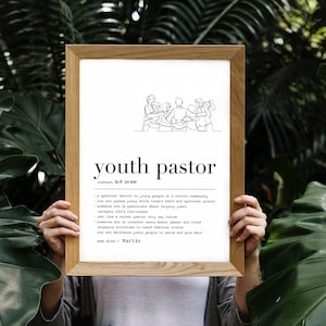 Youth Pastor Definition Print: Inspire and Appreciate Church Leaders with a Unique Gift of Personalized Wall Art, Pastor Leaving Gift Idea