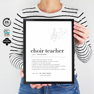 Choir Teacher Gift, Personalized Choir Teacher Definition, Gift for Choir Director, Gift for Choir Teacher, Music Wall Art, DIGITAL DOWNLOAD