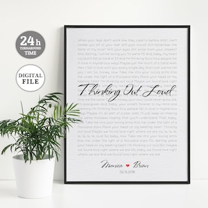 Wedding Song Lyric Art, First Anniversary Gift for Him, Song Lyric Art, Personalized Lyrics, Christmas Gift, First Dance Lyrics, PRINTABLE