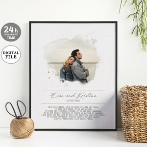 Christian Couples Gift, Personalized 1 Corinthians 13 Art, Engagement Gift Photo, Christian Gifts for Men, Birthday Day Gift for Him Digital