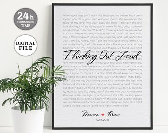 Arte lírico de la canción de boda, regalo del primer aniversario para él, arte lírico de la canción, letra personalizada, regalo de Navidad, letra del primer baile, IMPRIMIBLE