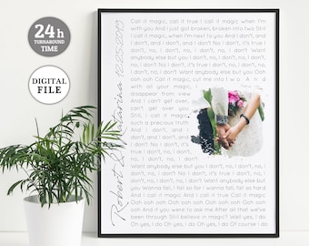 Regalo de aniversario de papel / Arte lírico de canción de boda / Letra de canción Impresión fotográfica / Regalo de 1er aniversario Letras de canciones personalizadas Imprimir ARTÍCULO DIGITAL