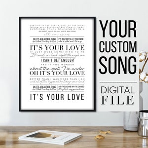 Print Gift Wedding Song Greenery Vows Lyrics Poster Anniversary