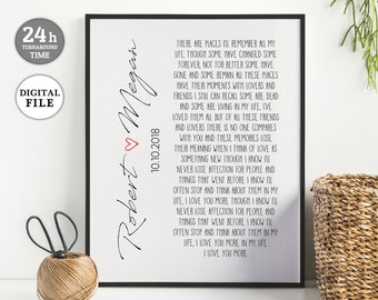 2nd Anniversary Gifts for Men, Wedding Song Lyric Art, Gift for Her, Custom Lyrics Print, Song lyrics Gift Custom Song PRINTABLE