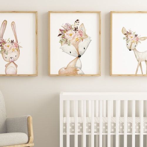 Nursery Wall Art Nursery Art Set of 3 Prints Woodland Nursery - Etsy