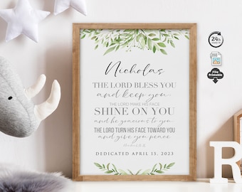 Regalo de dedicación de bebé para niño, impresión personalizada de versículo bíblico con nombre de bebé, regalo de bautismo para niño, regalo de cumpleaños personalizado para bebé