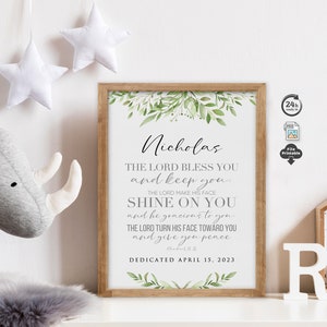 Baby Widmung Geschenk für Jungen, personalisierte Bibel Vers Druck mit Baby Jungen Namen, Taufe Geschenk Junge, benutzerdefinierte Geburtstagsgeschenk für Baby Jungen