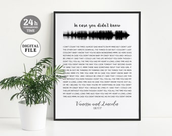 Wedding Song Lyric Art, Personalised Sound Wave Print, Anniversary Gifts for Men, Sound Wave Art Song lyrics, 2nd Anniversary gift PRINTABLE