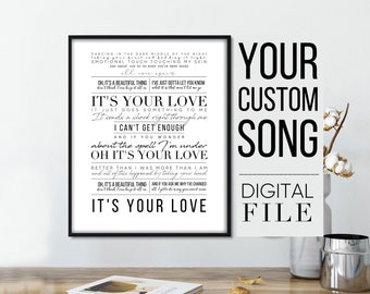 Custom song, Anniversary Gift Lyrics Wall Art, Wedding Lyric Art, Song Lyrics Print Custom Lyrics, Custom Song Lyrics, Song Lyrics Wall Art