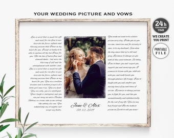 Photo and Wedding Vows, Wedding Anniversary Gift for Him, Wedding Vows Gift, Wedding Vows Art, DIGITAL FILE ONLY