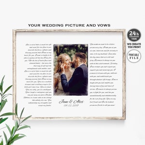 Photo and Wedding Vows, Wedding Anniversary Gift for Him, Wedding Vows Gift, Wedding Vows Art, DIGITAL FILE ONLY