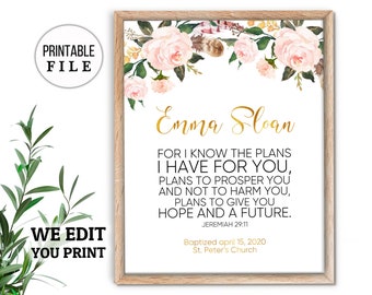 Baby Dedication Gift, Baptism Gift Girl, Baptism Print, Godchild Gift, Girl Baptism Gift, Gift from Godmother Baptism Print DIGITAL DOWNLOAD