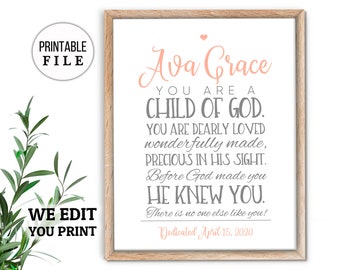 Baptism gift Personalized Bible verse wall art, Baby Girl Gift, Scripture Wall art, Custom New baby gift, christening gift confirmation gift