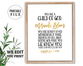 Baptism Gift, Baptism Gift Girl, Baptism Gift Boy, I Am a Child of God Bible Verse Wall Art Christian Wall Art Scripture Wall Art Gift BPT40