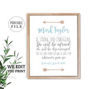 Baptism gift, Bible verse wall art, Baby Boy Gift, Scripture Wall art, personalized gift, new baby gift, christening gift, confirmation gift