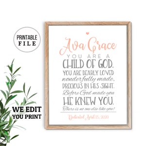 Baptism gift Personalized Bible verse wall art, Baby Girl Gift, Scripture Wall art, Custom New baby gift, christening gift confirmation gift