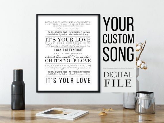  It's Your Love Script Heart Song Lyric Quote Wall Art Gift  Print : Home & Kitchen