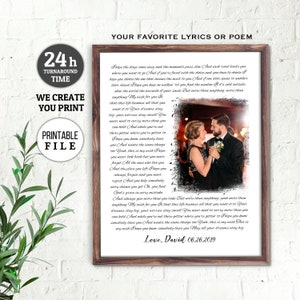 Mother of groom gift from Son, Custom Lyric Art or Poem with Photo, Mothers Day Gift, Mom Birthday Gift, Any Song Lyrics, Gift from Groom