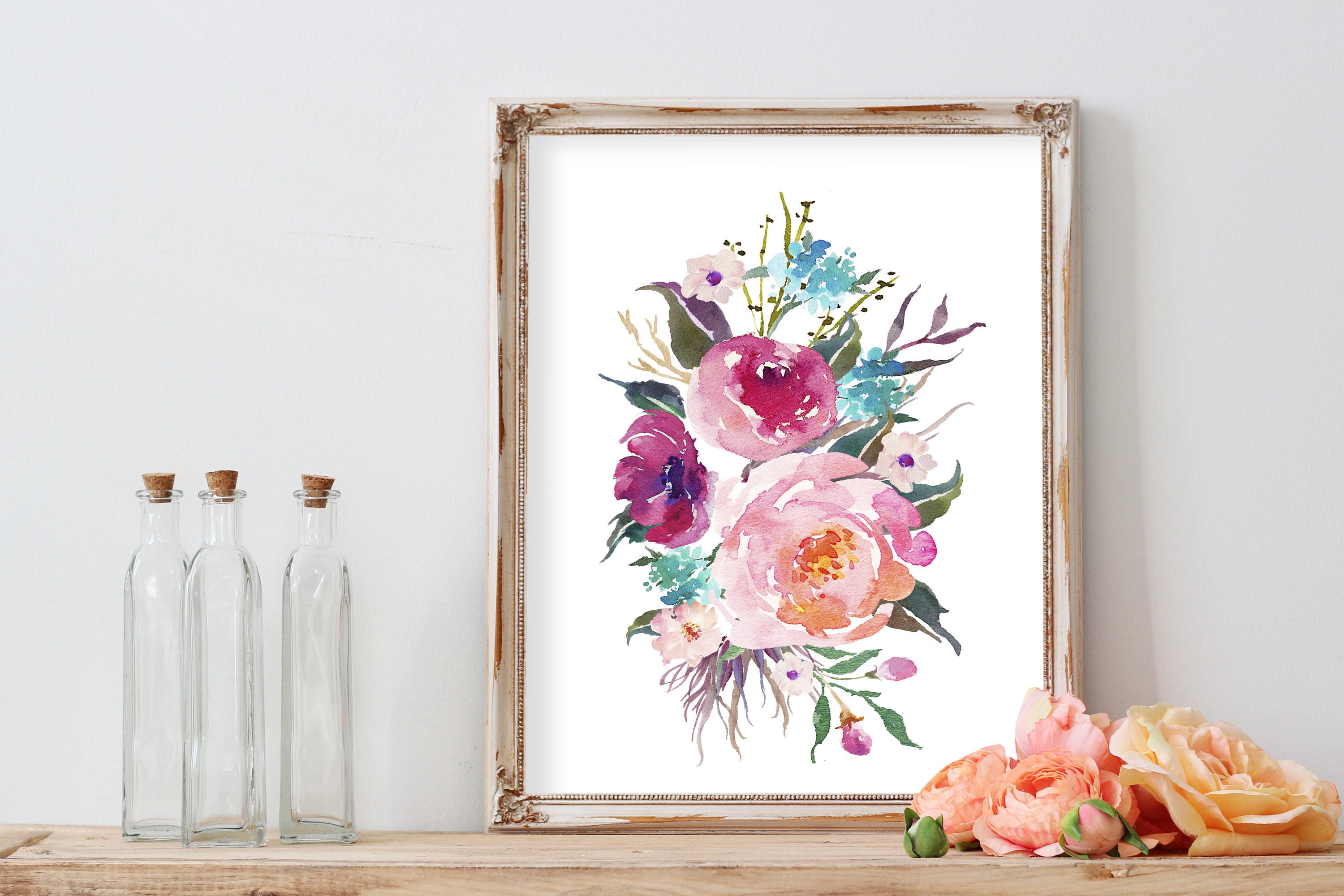 Floral art Watercolor Print Floral Print printable art | Etsy