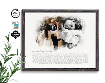 Regalo del padre de la novia, recuerdo preciado: Regalo personalizado del padre de la novia - Letras del primer baile Arte de pared para papá de la hija