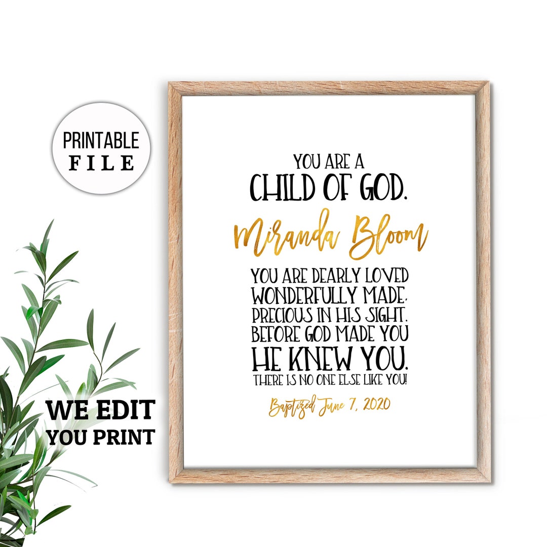 Baptism Printable Personalized Baptism Gift Baptism Gift for ...