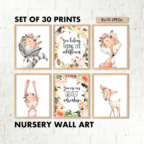 Nursery Wall Art Nursery Art Set of 3 Prints Woodland Nursery Etsy