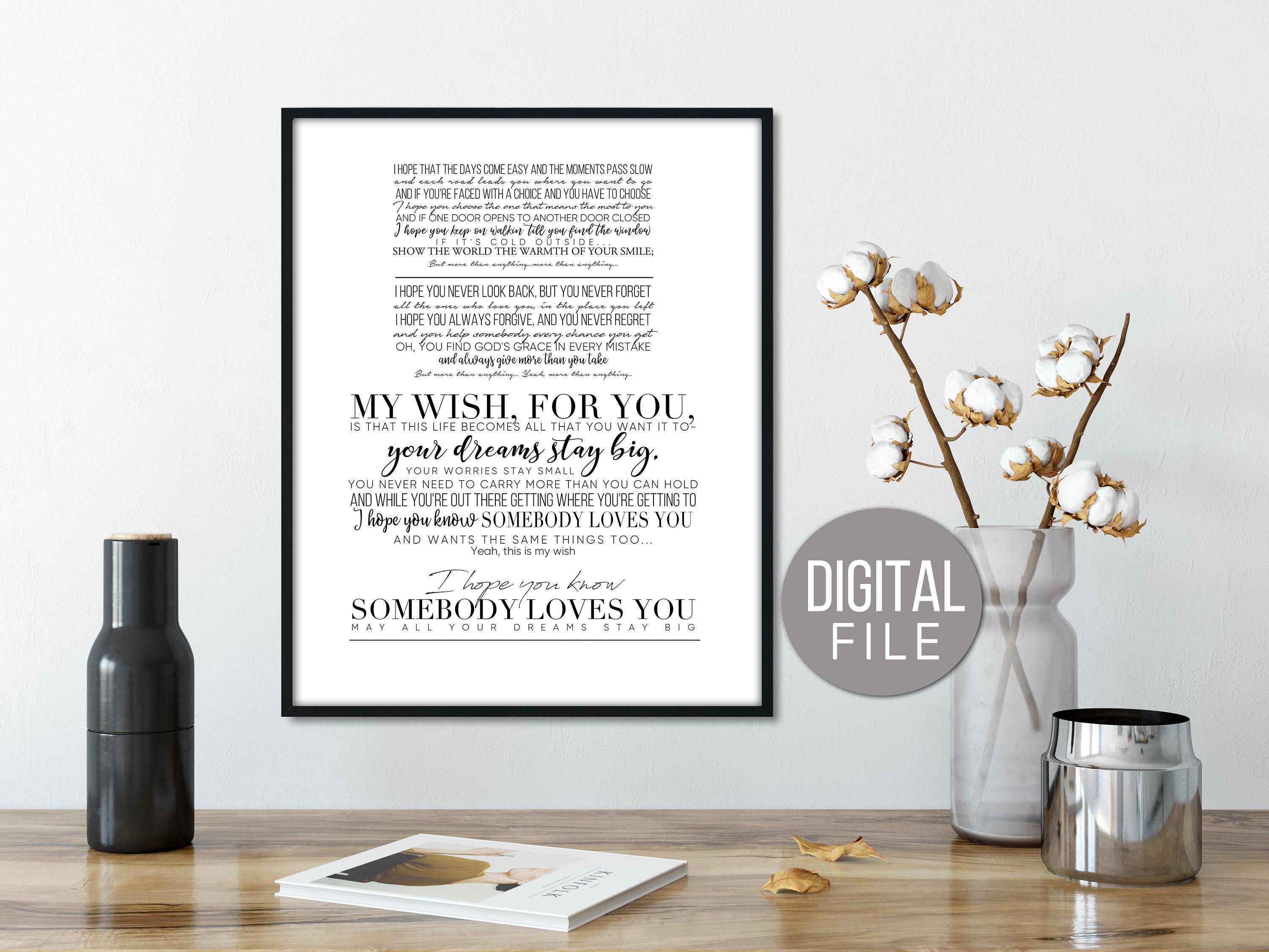 Rascal Flatts My wish for you Lyric Poster Graduation gift | Etsy