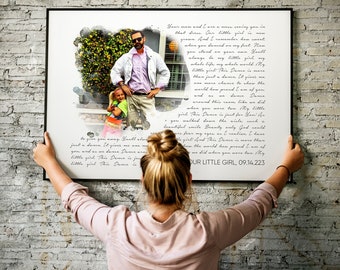 Regalo personalizado para el padre de la novia: capture recuerdos preciados con una foto personalizada con la letra de la canción del primer baile, regalo para papá el día de la boda