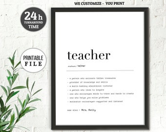 Teacher Definition Teacher Gift, Personalized Definition Gift, Teacher appreciation Gift, Gift for Teacher PRINTABLE Teacher Retirement Gift