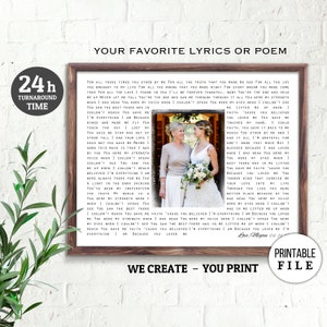 Custom Mother of the bride gift Mother of the Groom Gift, Custom Lyrics Wall Art, Poem or Quote, Mom Wedding Gift DIGITAL DOWNLOAD