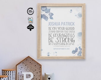 Cadeau de baptême pour bébé garçon, cadeau de dédicace de bébé pour garçon, verset biblique personnalisé avec nom de garçon, cadeau de baptême garçon, cadeau de filleul