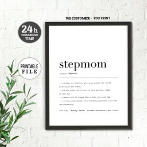 Gift for Stepmom, Definition of Stepmom, Bonus Mom Gift, Stepmom PRINTABLE Definition Poster, Stepmother Gift Idea, Mothers Day Gift DIGITAL