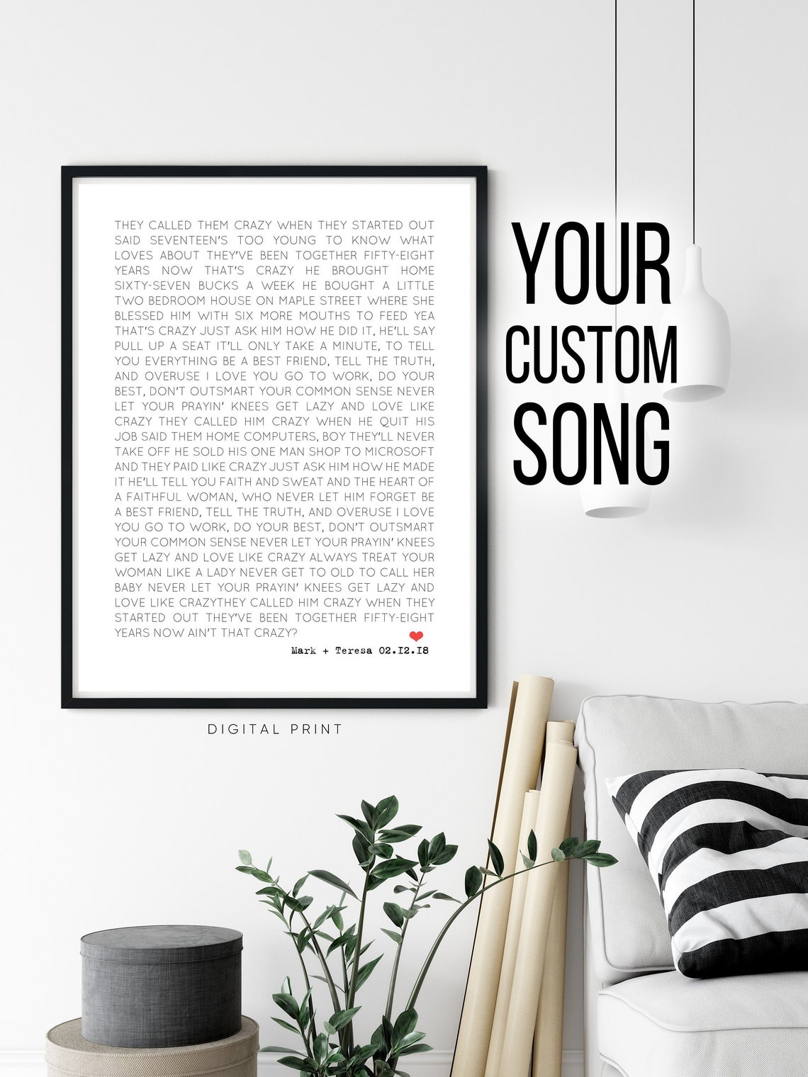 Custom Song Lyrics First Dance Lyrics 7 Year Anniversary Etsy