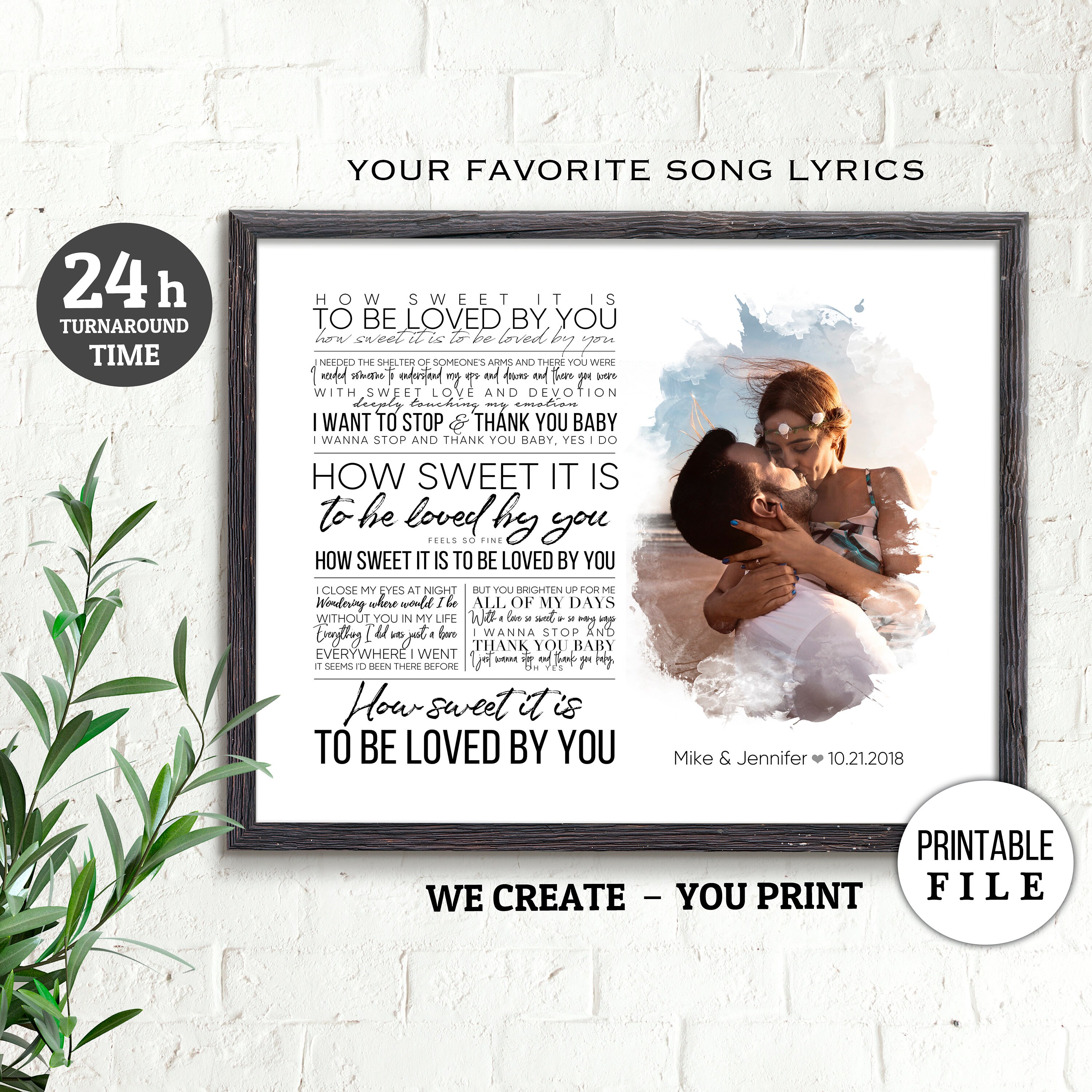 Custom Song Lyrics Wall Art 1st Anniversary Gift Wall Art Etsy