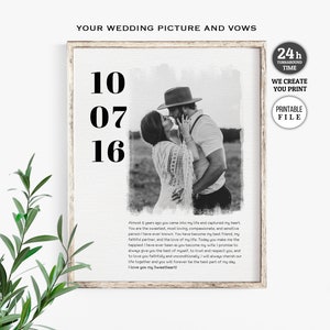 Vœux d’anniversaire de mariage, cadeau de mariage personnalisé, vœux et photo, vœux d’art mural, cadeau du 1er anniversaire pour lui, fichier numérique seulement