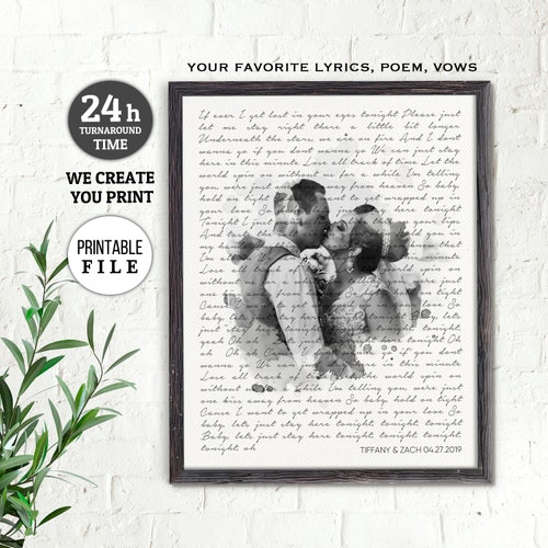 Song Lyrics Wall Art Wedding Song Lyric Art Gift for Him Etsy