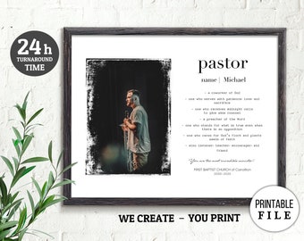 Pastor Gift, Pastor Definition with photo, Pastor Birthday Gift, Youth Pastor Appreciation Gift, PRINTABLE Definition Wall Art