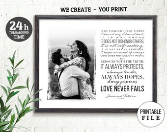 Personalizado 1 Corintios 13, Regalo del Día de San Valentín, Regalo Cristiano para los Hombres, El amor es paciente Amor es amable Christian boda regalo archivo digital