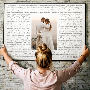 Custom Song Lyrics Wall Art, First Dance, 1st Anniversary Gift for Him, Photo and Song Lyrics, First Wedding Anniversary Gift, Digital File