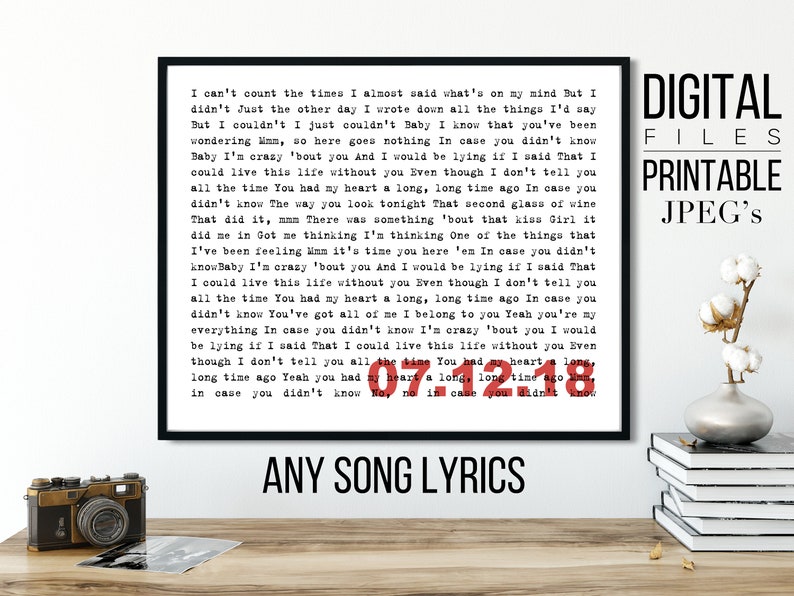Personalised Custom Song Lyrics First Dance Lyrics Wedding Etsy