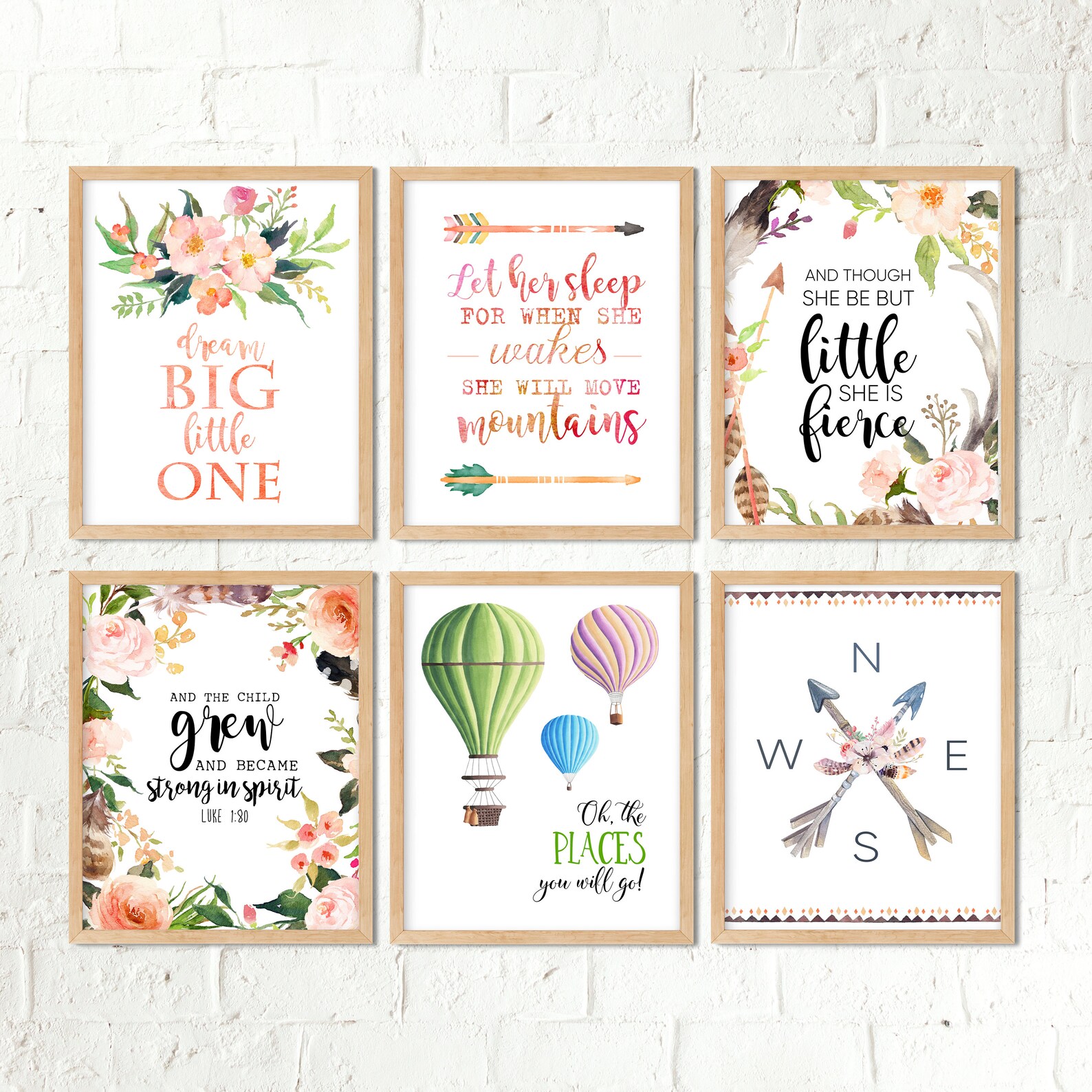 Nursery Wall Art Woodland Nursery Wall Art Girl Set of 30 Etsy