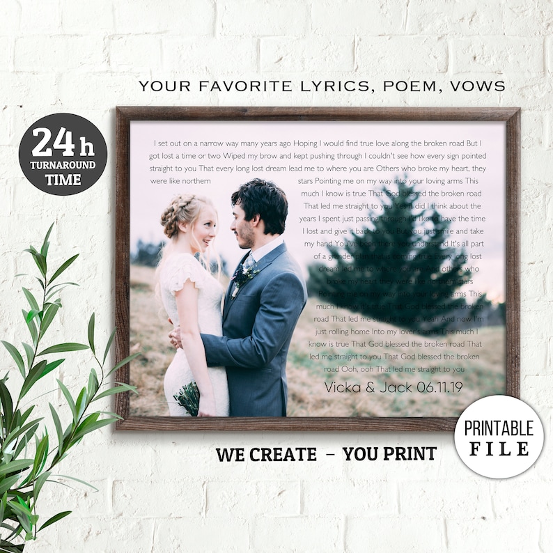 Custom Song Lyrics Custom Lyric Art First Dance Lyrics 7th - Etsy