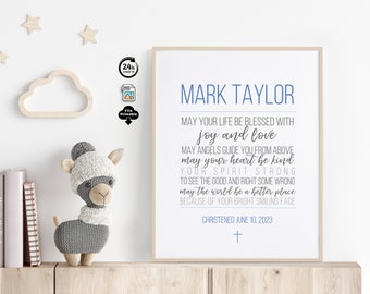 Christening Gift, Boy Christening Gift, Personalized Baptism Gift with Godson name, Baby Boy dedication Gift, Godson Baptism Gift